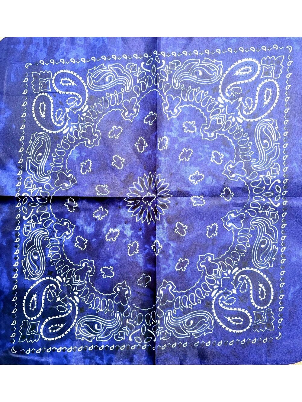Blue Paisley Bandana Scarf Polyester Square Handkerchief